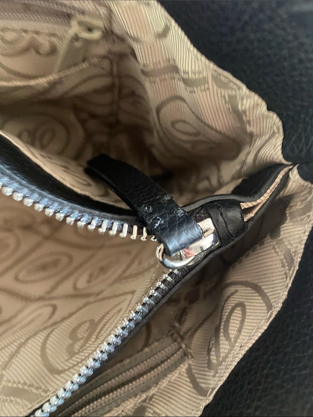 Brighton Black Leather Tote with Embossed Medallion and Tassel - Picture 6 of 15